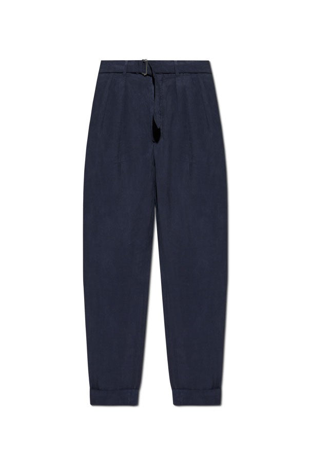Officine Generale Tapered Blue Pants With Pleated Front