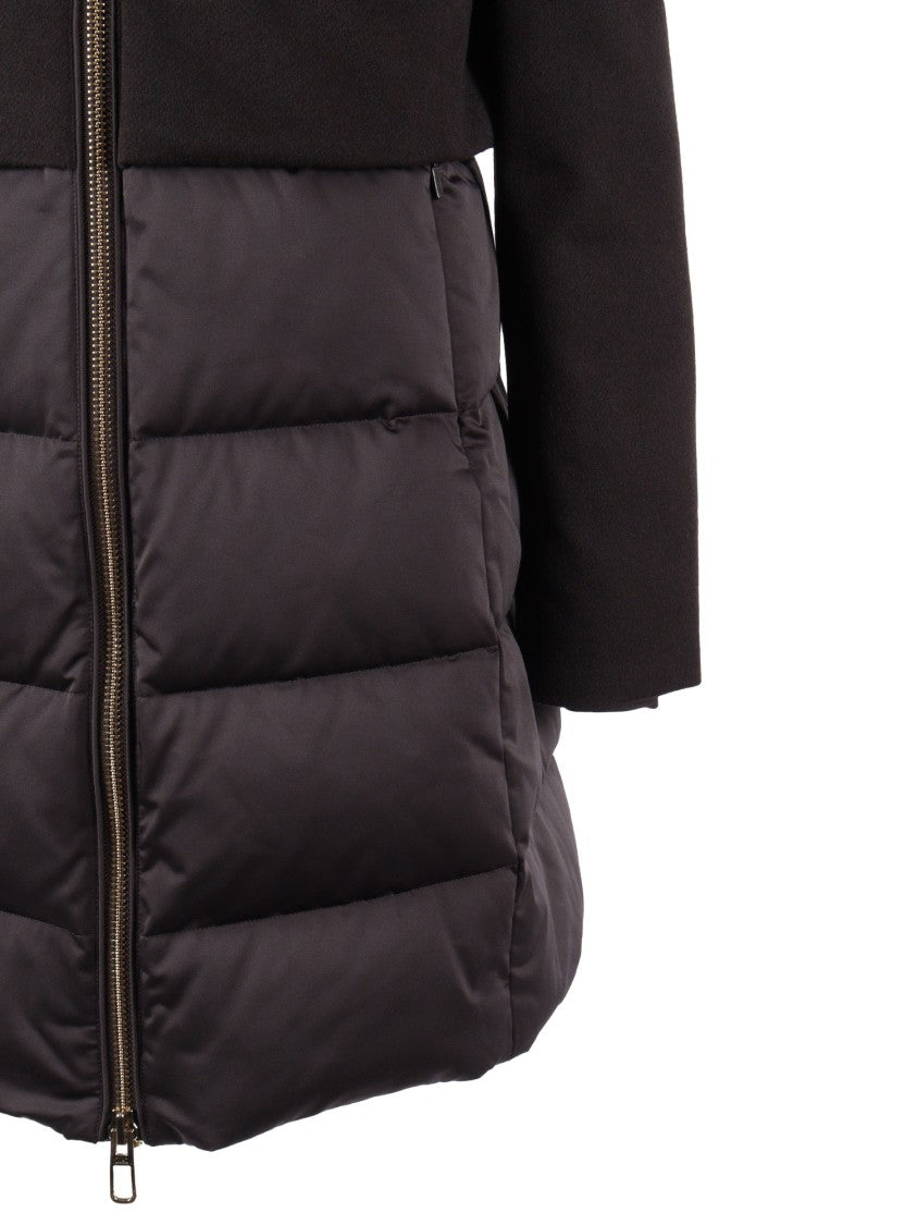 Duno Long Padded Coat With High Collar And Quilted Design