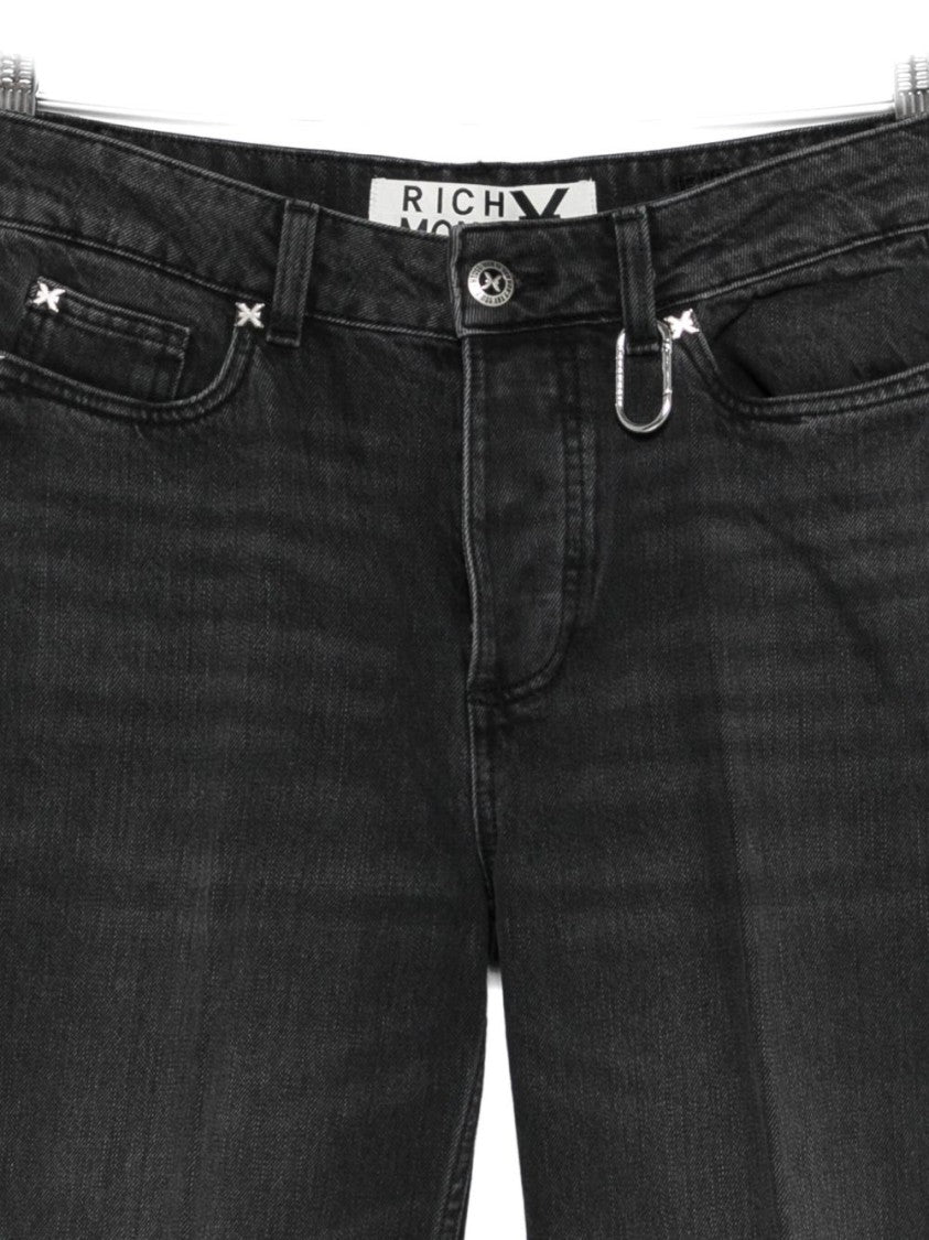 John Richmond Tailored Black Jeans With Subtle Ring Detail