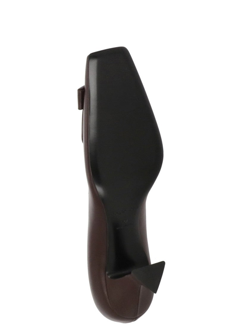 Sergio Rossi Burgundy Square Tip Spool Heel Pumps