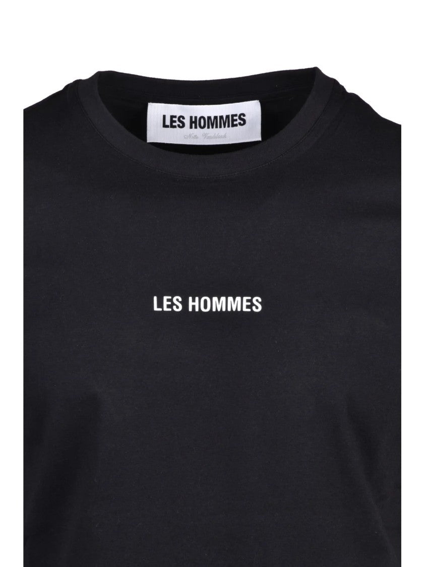 Les Hommes Black Cotton Elastane Men T-Shirt