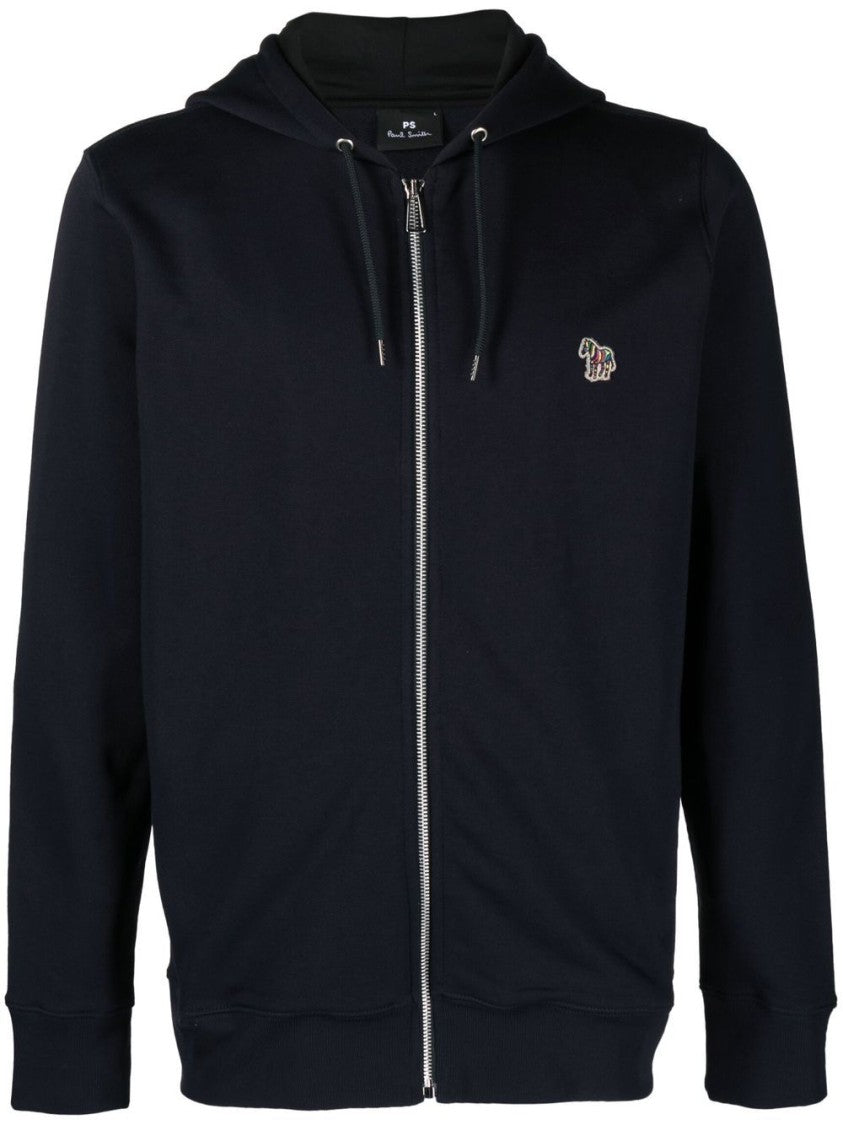 Paul Smith Men's Zip-Up Hoodie Sweater With Embroidered Logo