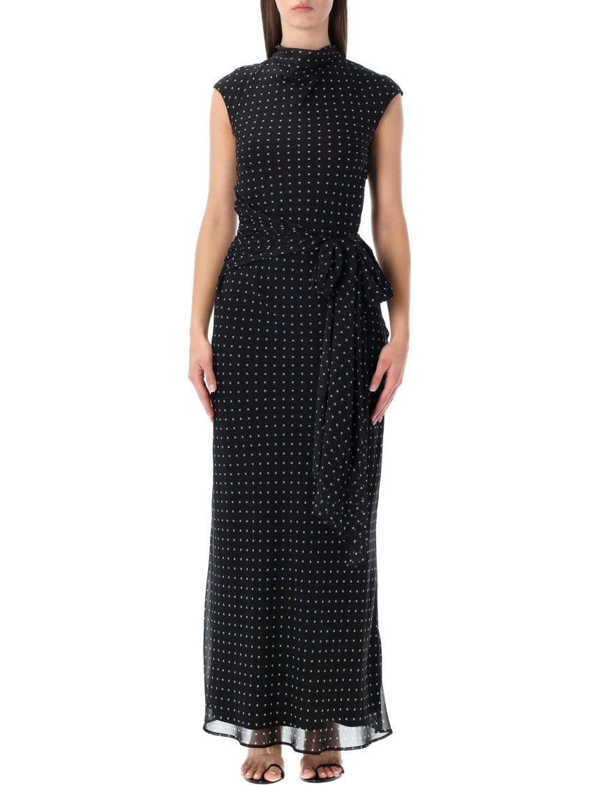 Rotate Micro Floral Print Long Dress
