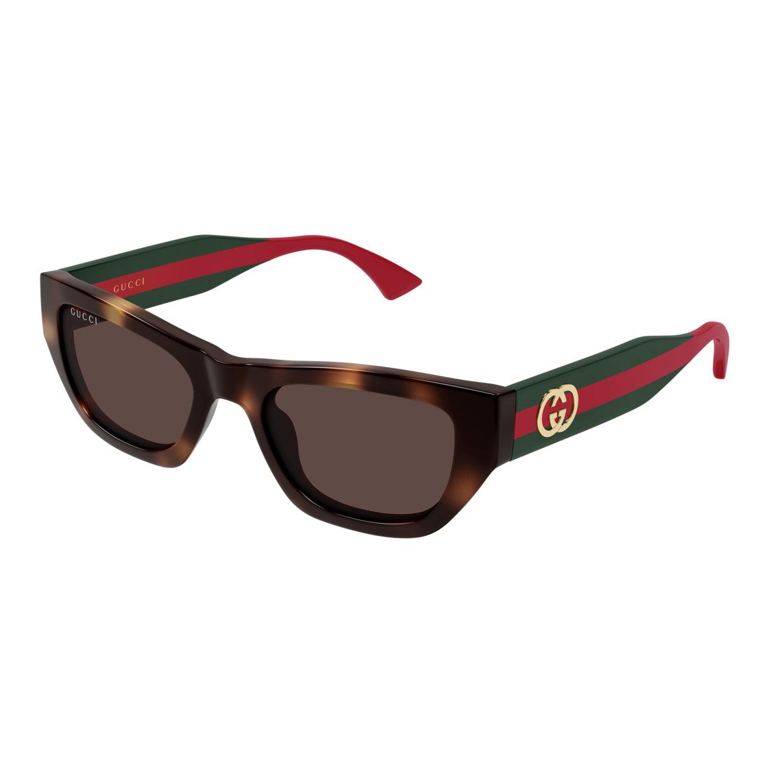 Gucci Gg2116s Bold Rectangular Tortoiseshell Sunglasses
