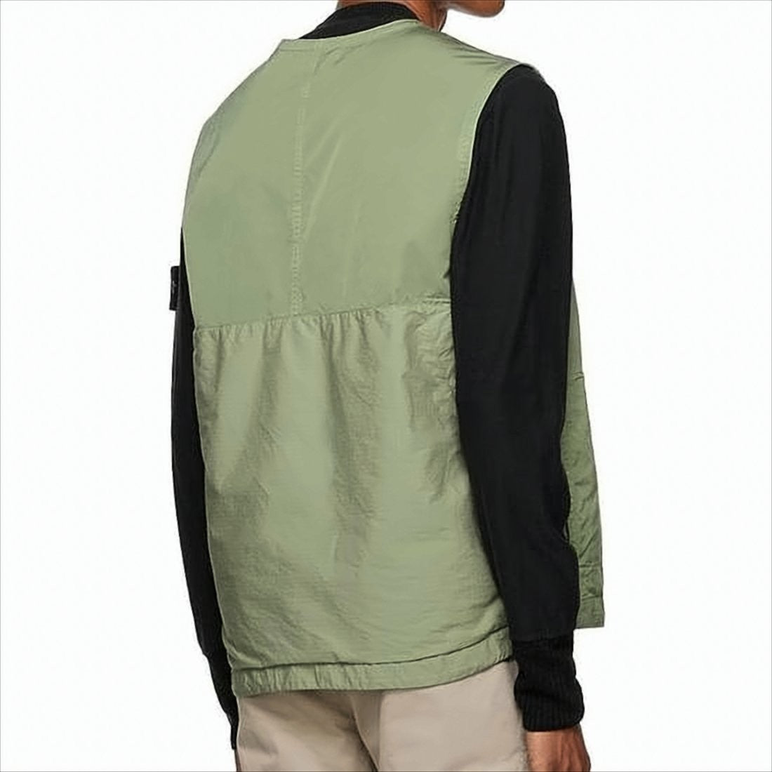 Stone Island Sleeveless Green Vest With Zipper Closure