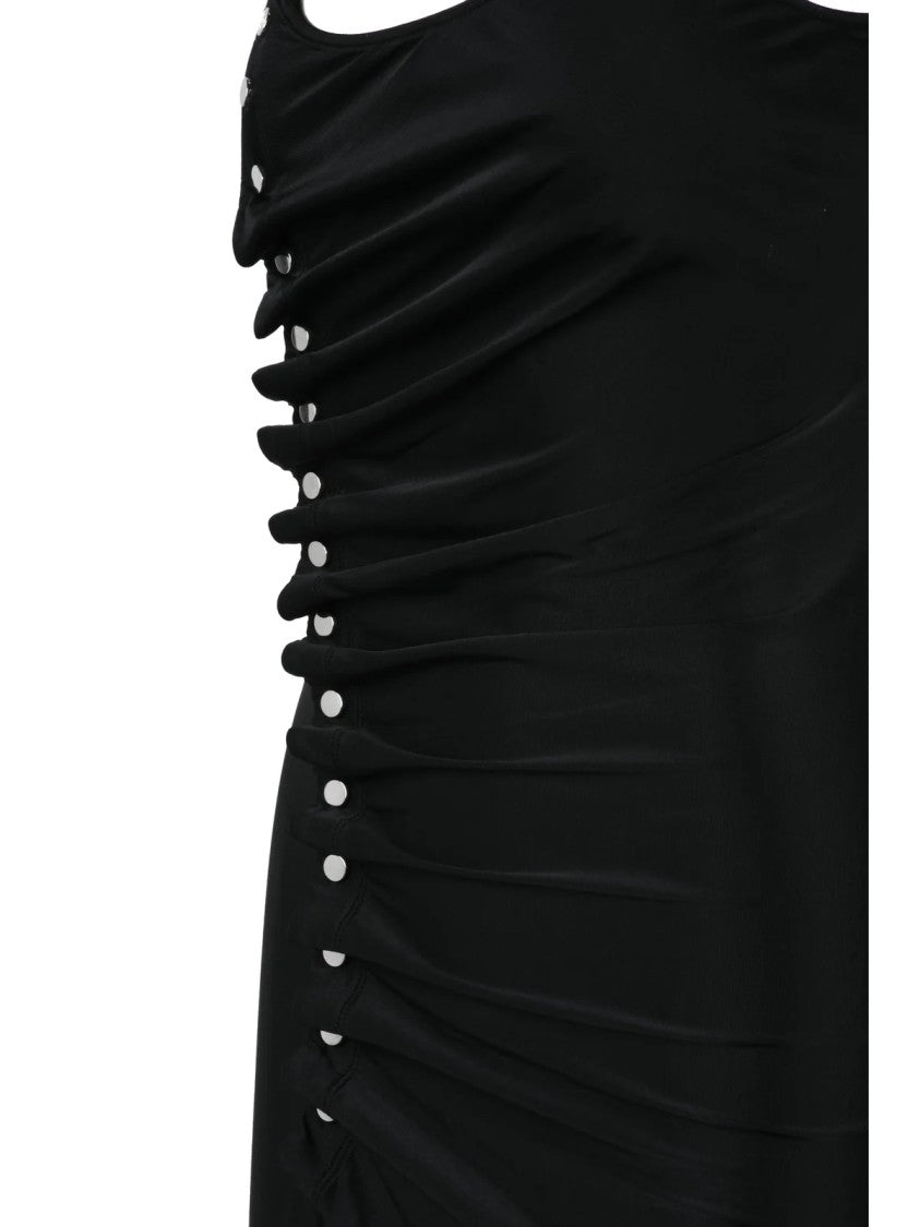 Paco Rabanne Ruched Midi Dress With Snap Button Detail