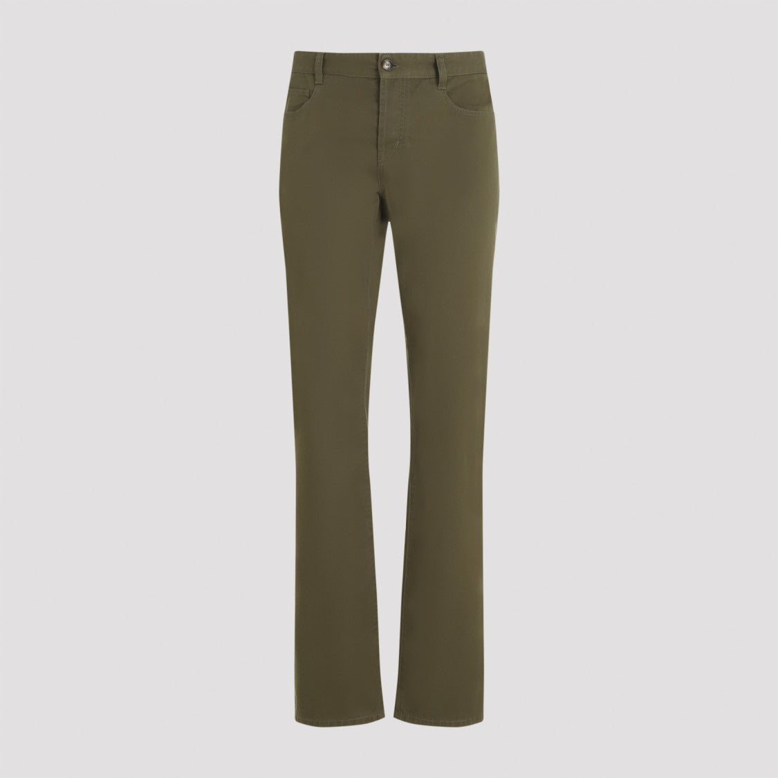 Saint Laurent Authentic Kaki Green Cotton Slim Fit Pants