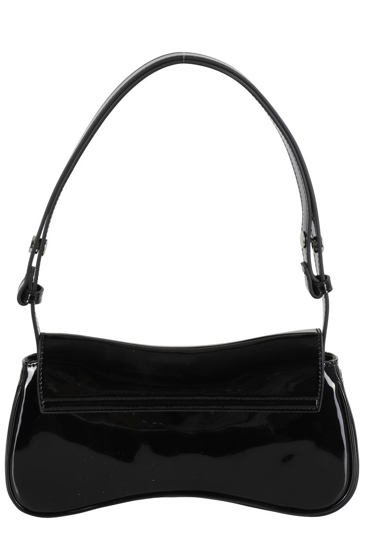 Diesel Curved Black Play Clutch With Glossy Finish And Magnetic Closure