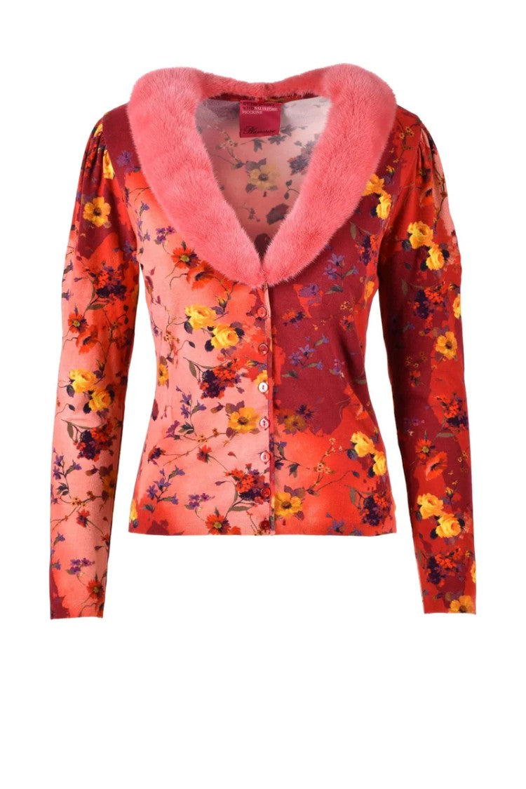 Salvatore Piccione Blumarine Viscose Polyester Cardigan - Red