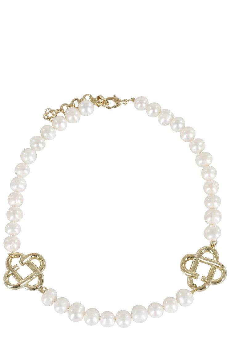 Casablanca Medium Pearl Logo Necklace