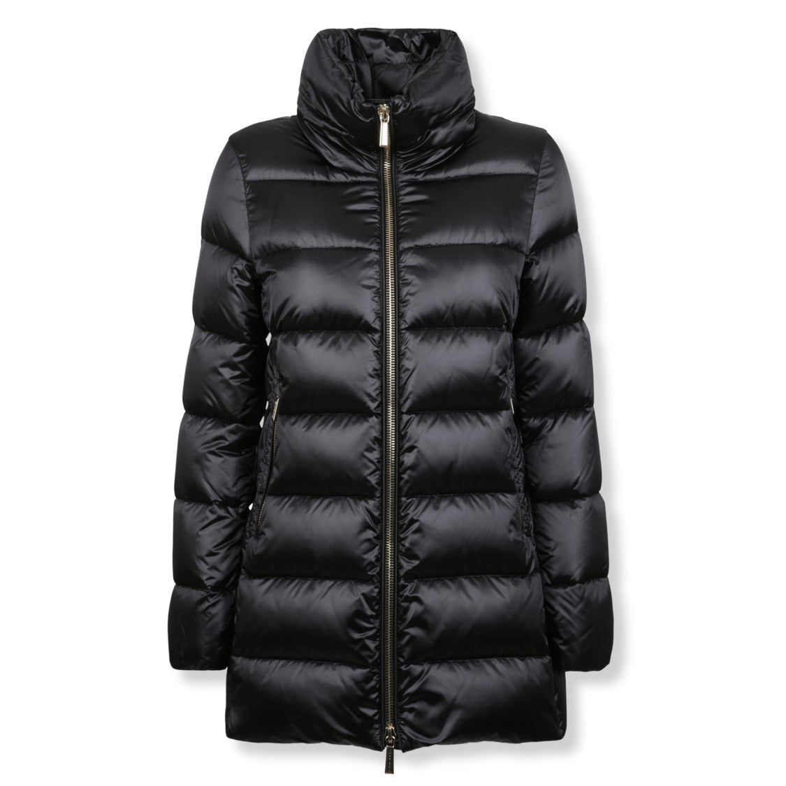 Moorer High-Collared Black Quilted Down Coat