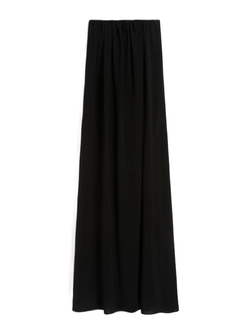 Max Mara Strapless Black Maxi Dress With Gathered Neckline