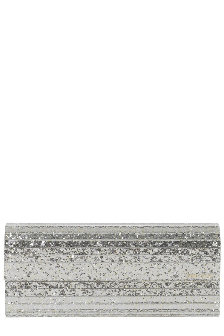 Jimmy Choo Champagne Silver Coarse Glitter Clutch
