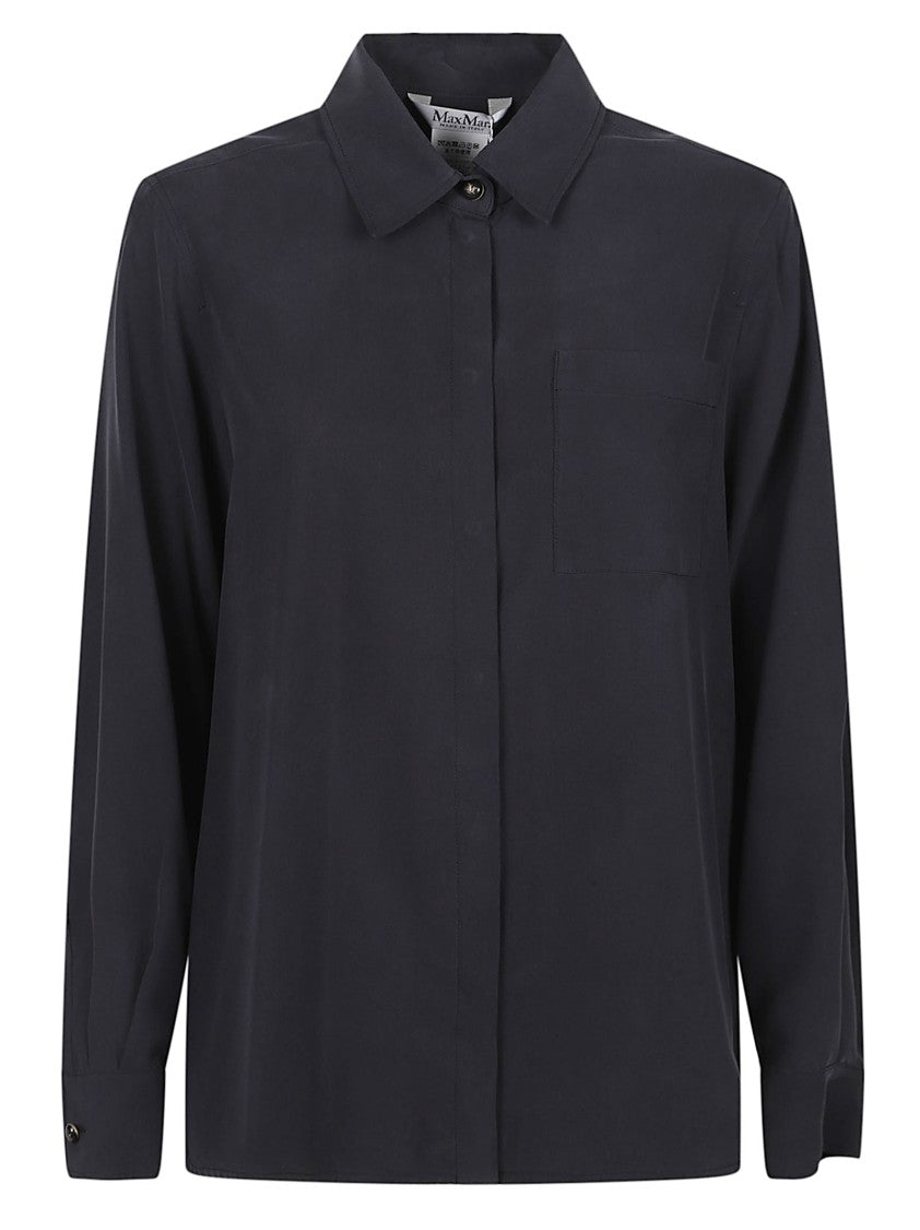 Max Mara Mxmsiamese Black Silk Long Sleeve Shirt