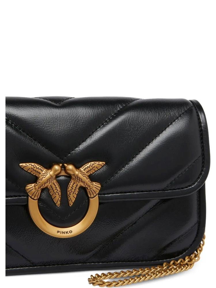 Pinko Quilted Nappa Leather Shoulder Bag With Gold-Tone Clasp