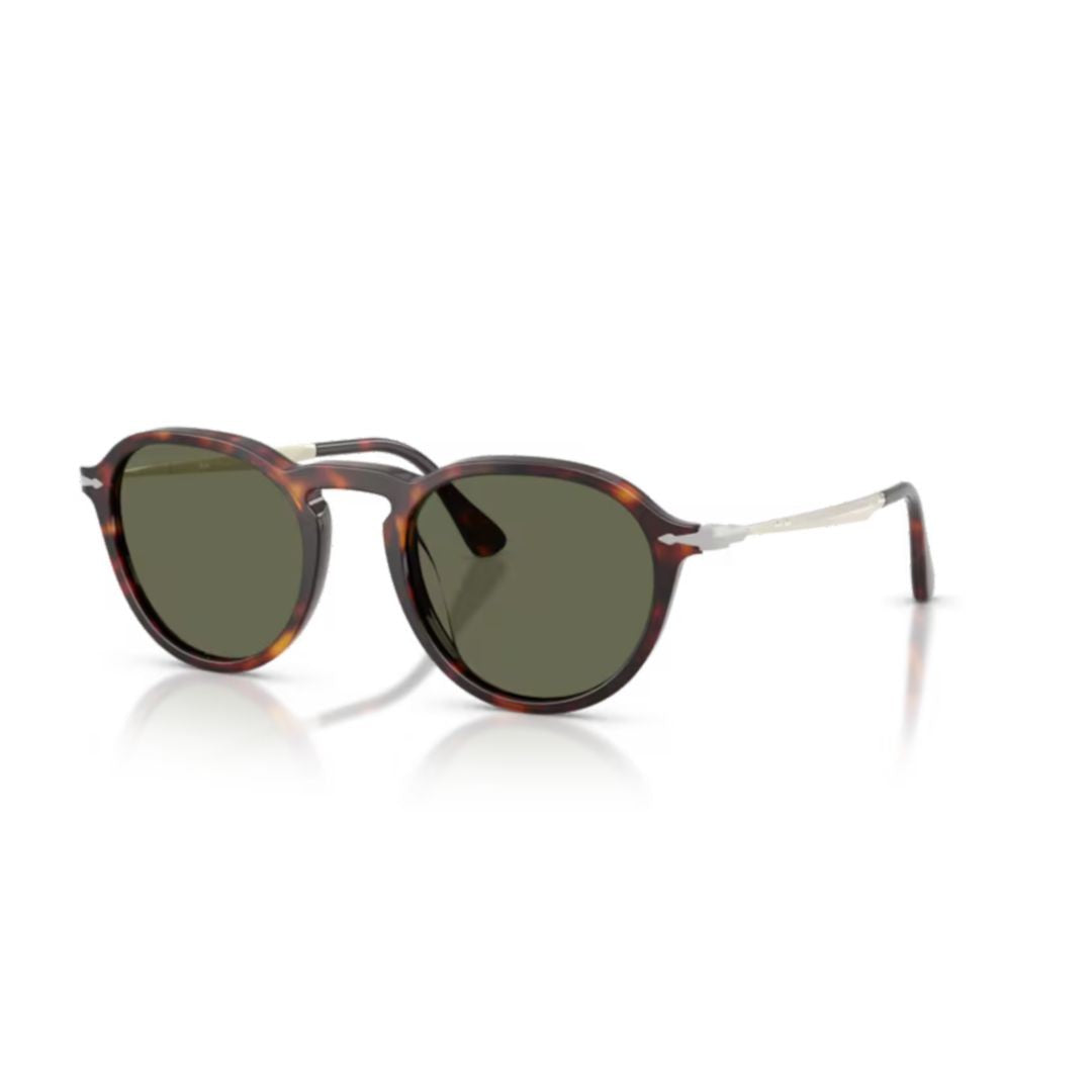 Persol 0Po3383s Round Tortoiseshell Acetate Sunglasses With Metallic Temples