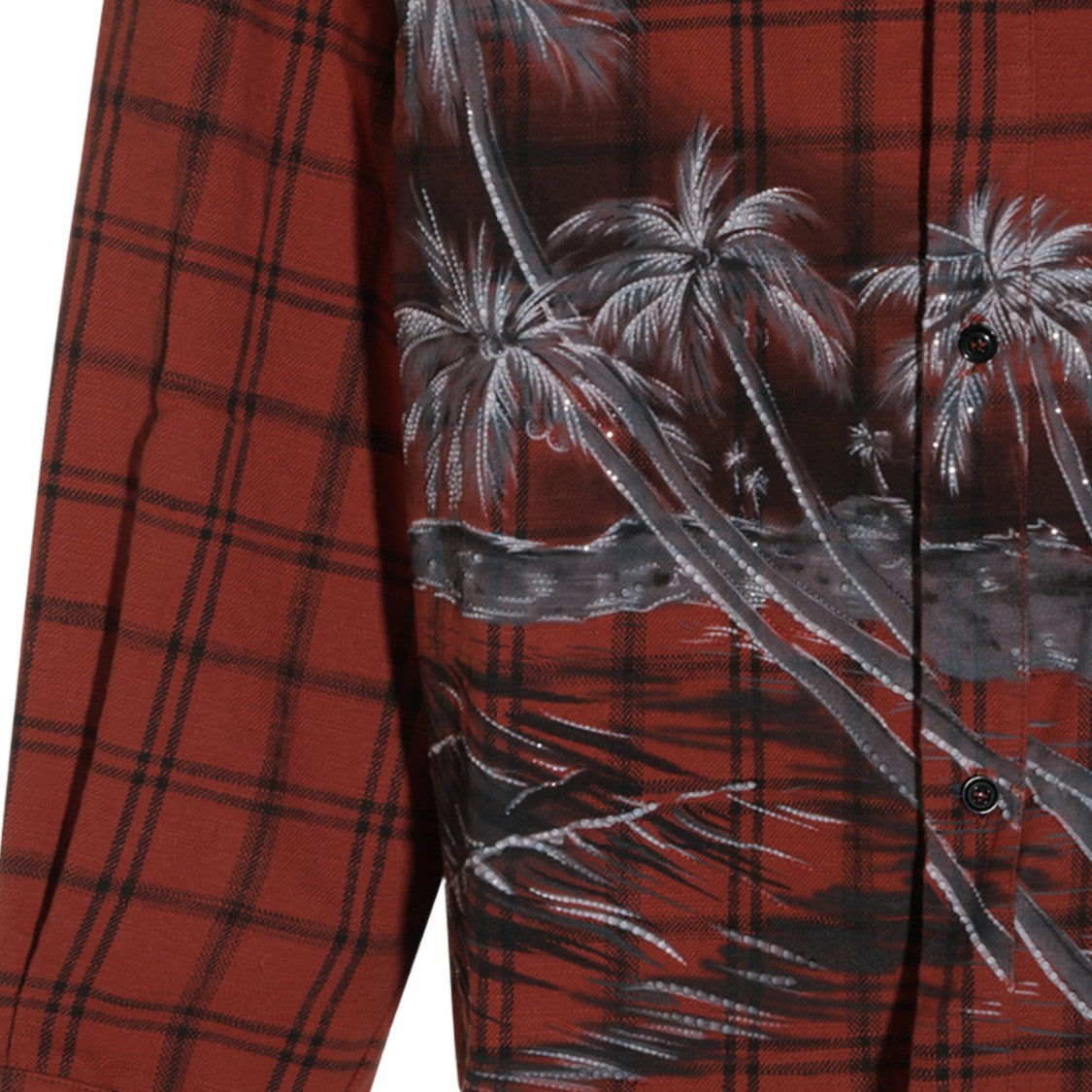 Amiri Rust Black Checkered Print Casual Shirt