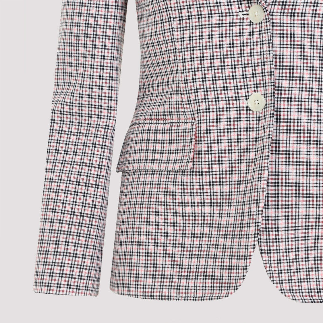 Thom Browne Small Check White Cotton Jacket