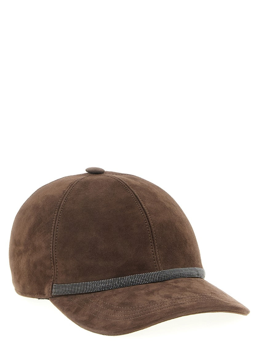 Brunello Cucinelli Suede Baseball Cap With Shiny Band Detail