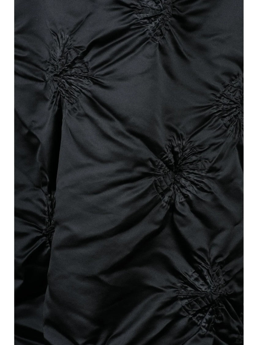 Bunzaburo Black Gathered Fluid Polyester Maxi Skirt