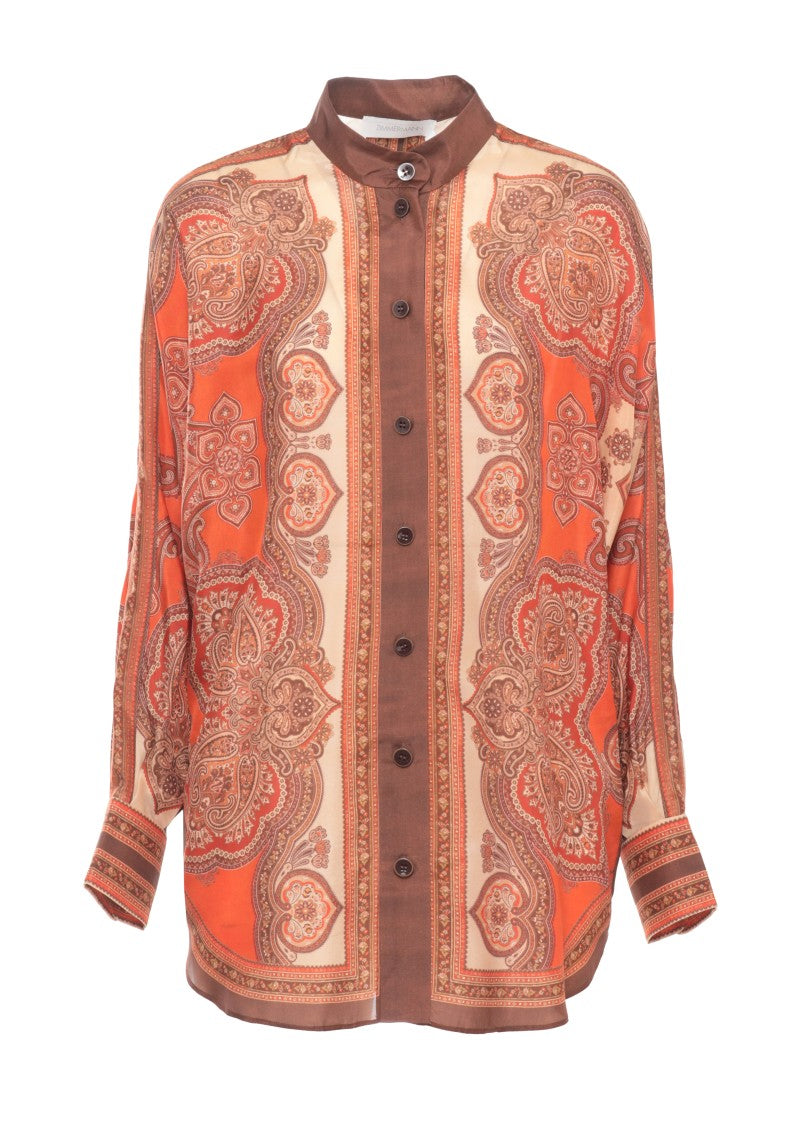 Zimmermann Orange Mahon Paisley Pattern Shirt