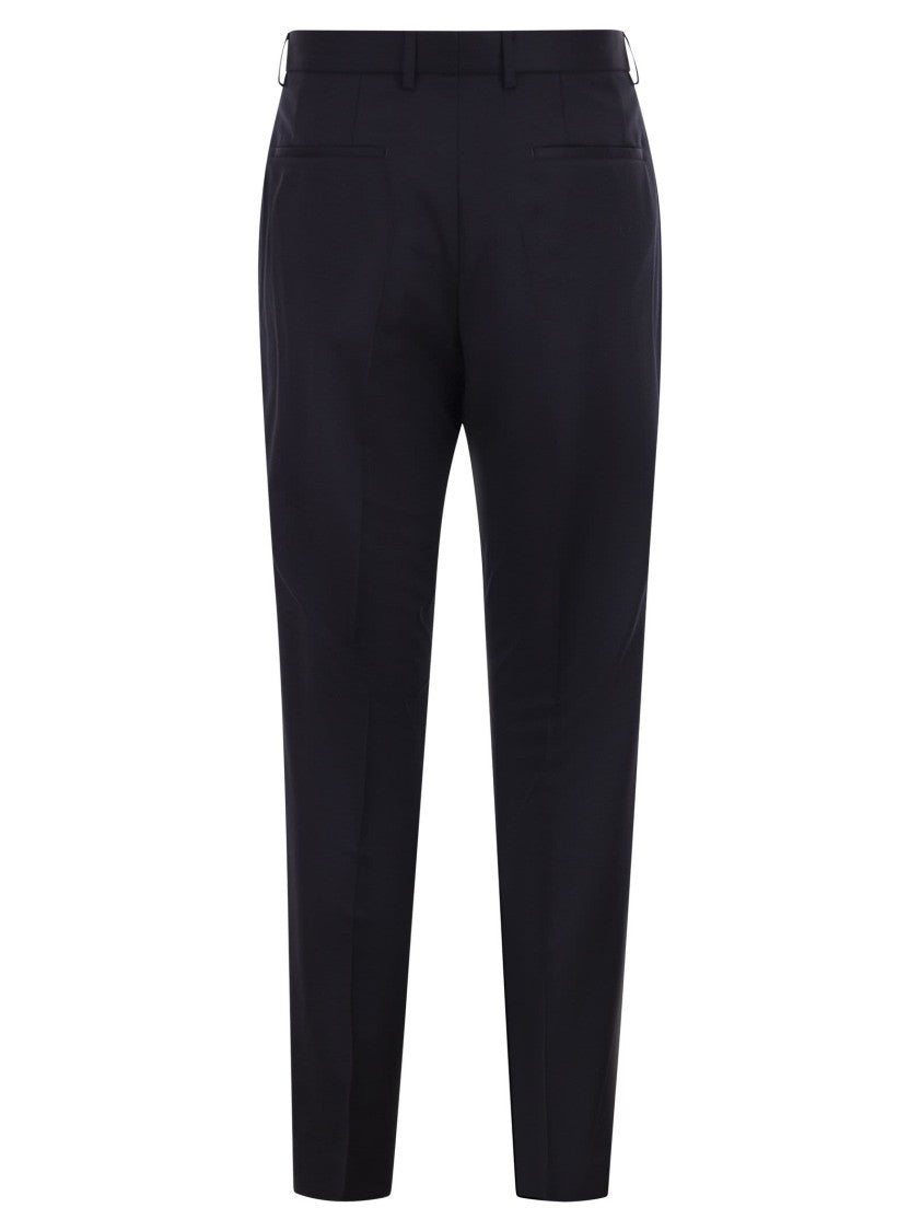 Boss Slim Fit Trousers In Virgin Wool Serge