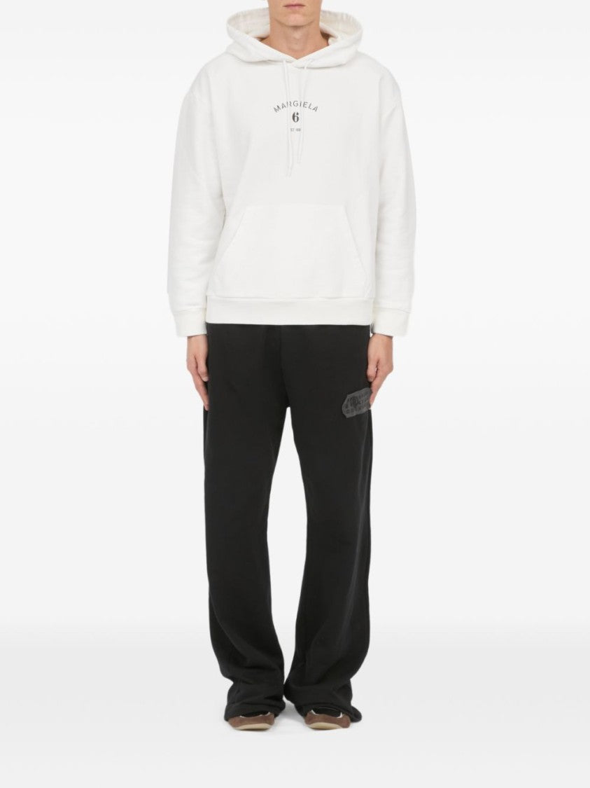 Mm6 By Maison Margiela White Cotton Front Pouch Hoodie