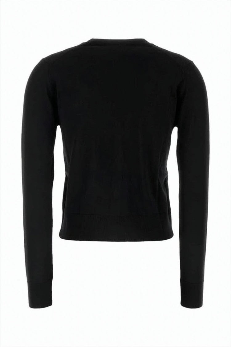 Maison Kitsuné Fitted Black Cardigan With Ribbed Hem