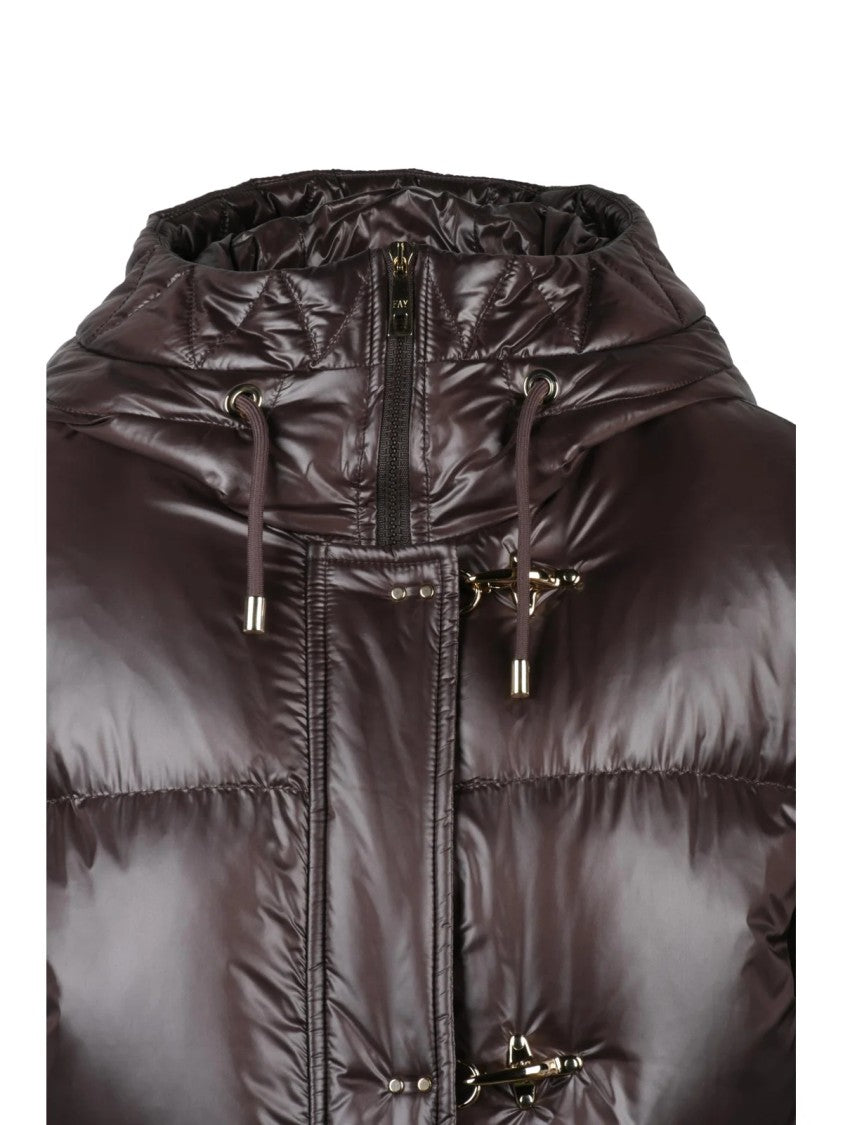 Fay Brown Polyamide Toggle Down Jacket
