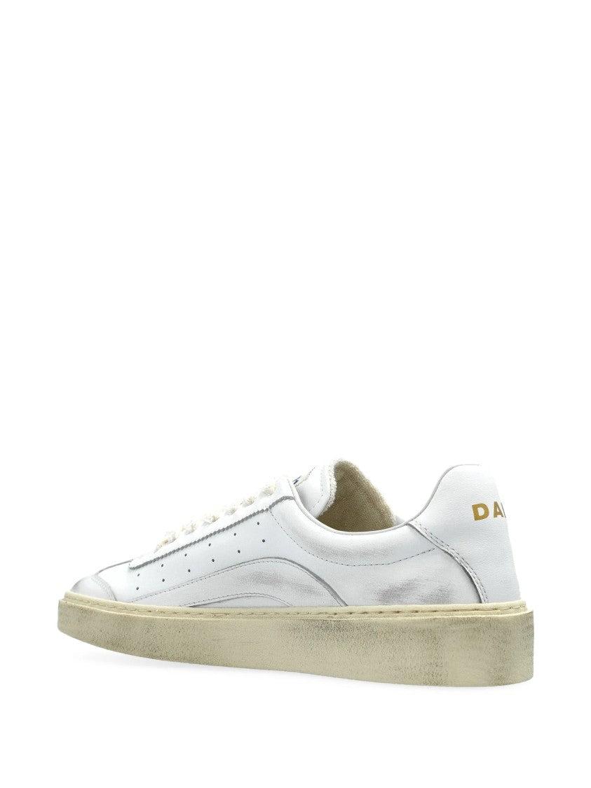 Dsquared2 White Leather Distressed Sole Gold Sneakers