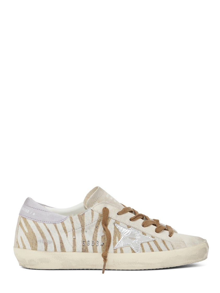 Golden Goose Zebra-Pattern Sneakers With Suede Accents