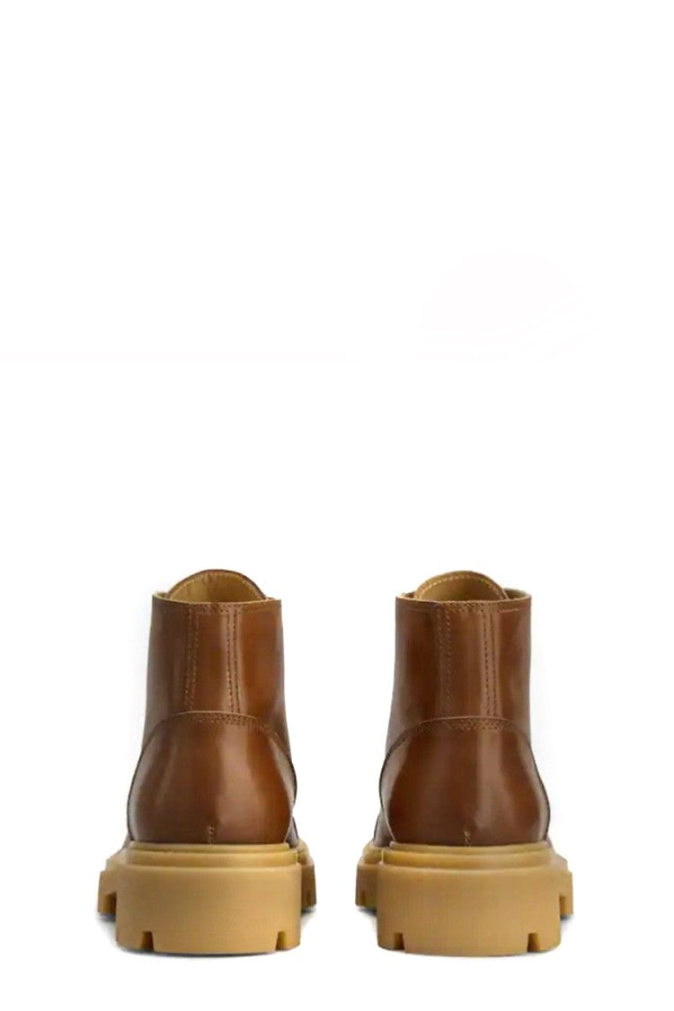 Tod's Dark Brandy Monogram Leather Ankle Boots