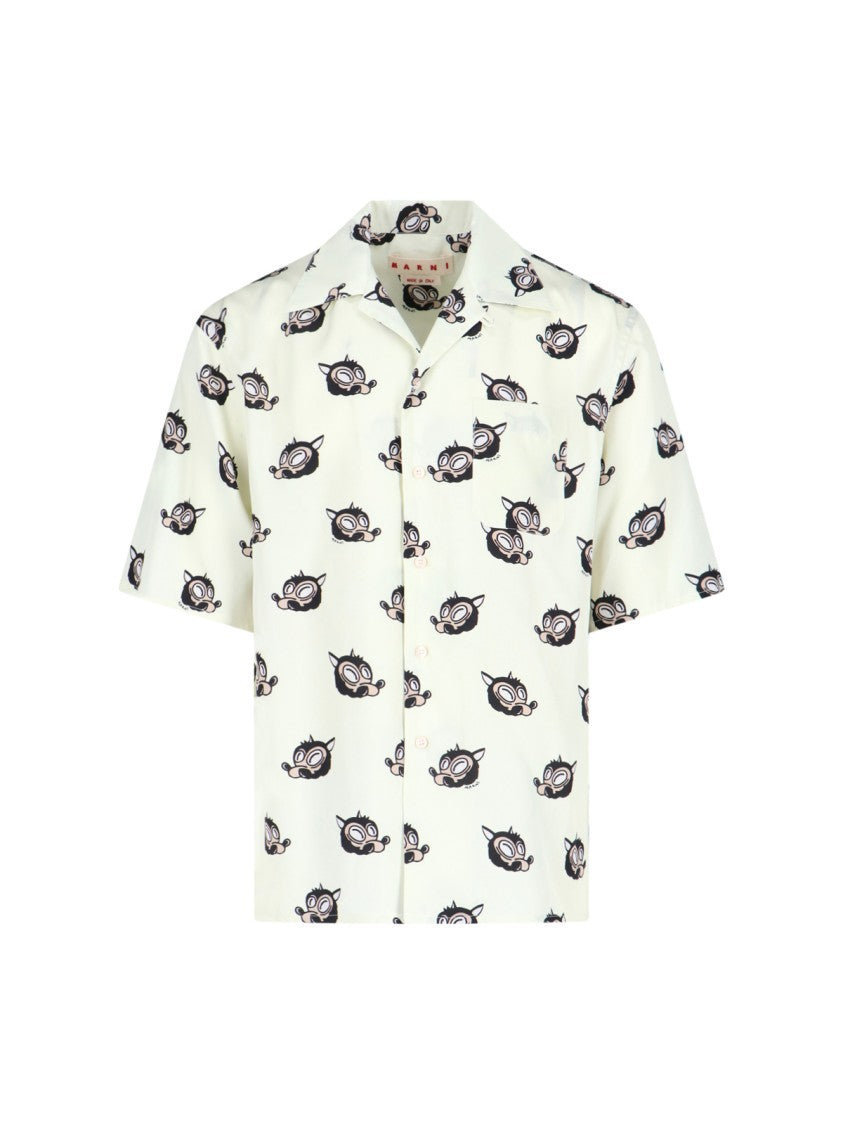 Marni Printed Camp Collar Shirt – Cream