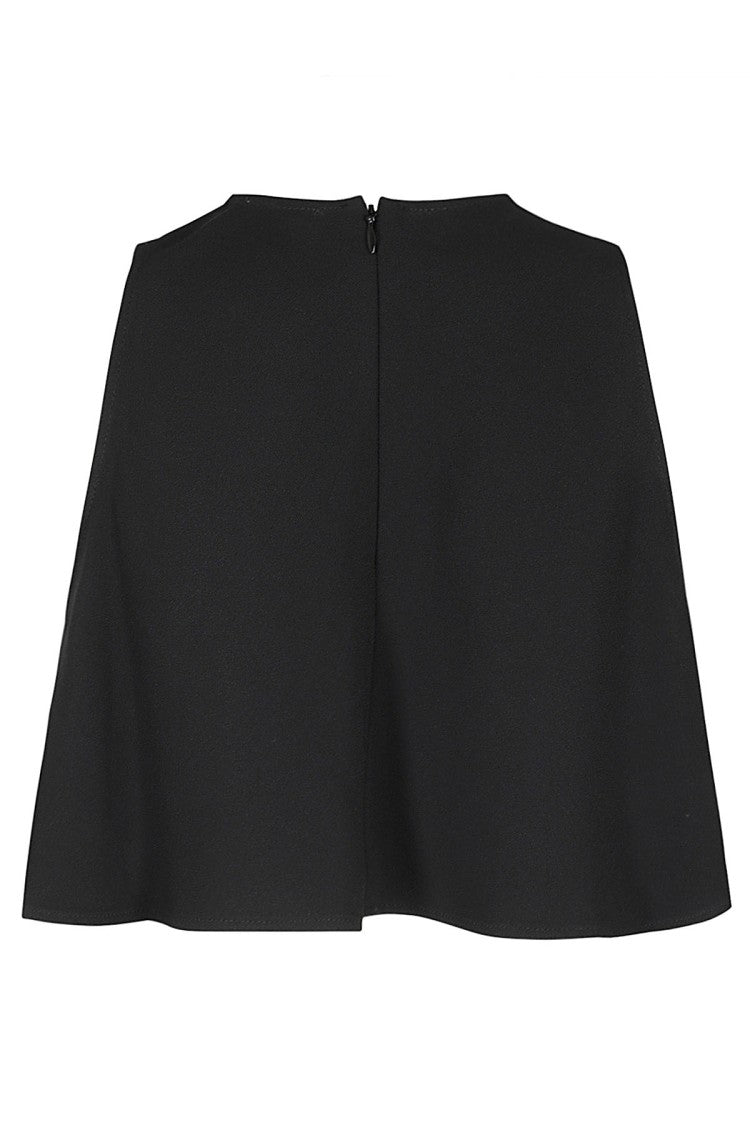 Ami Flared Hem Crepe Top