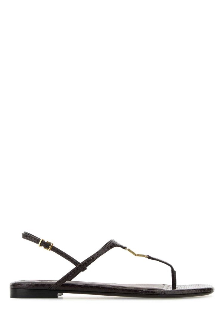 Fendi Chocolate Leather Fold Thong Sandals