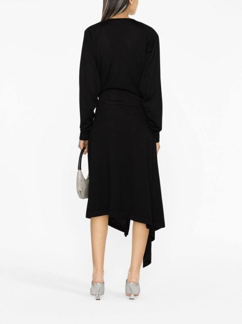 The Attico Front-Slit Long-Sleeved Wrap Dress