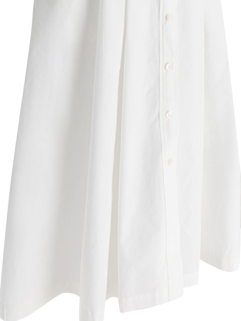Theloom Crisp White Midi Dress With Classic Shirt Collar