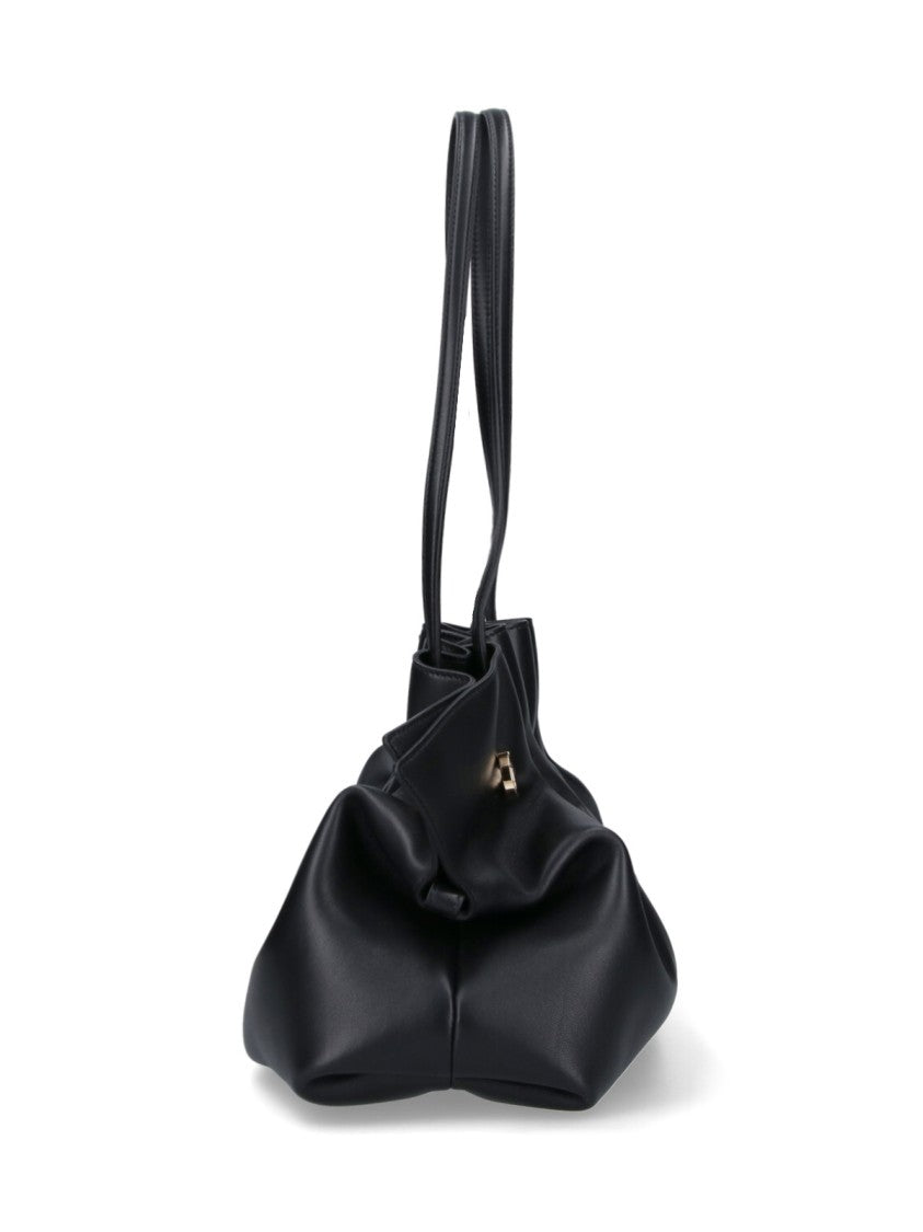 Ferragamo Black Lambskin "Piercing" Medium Shoulder Bag