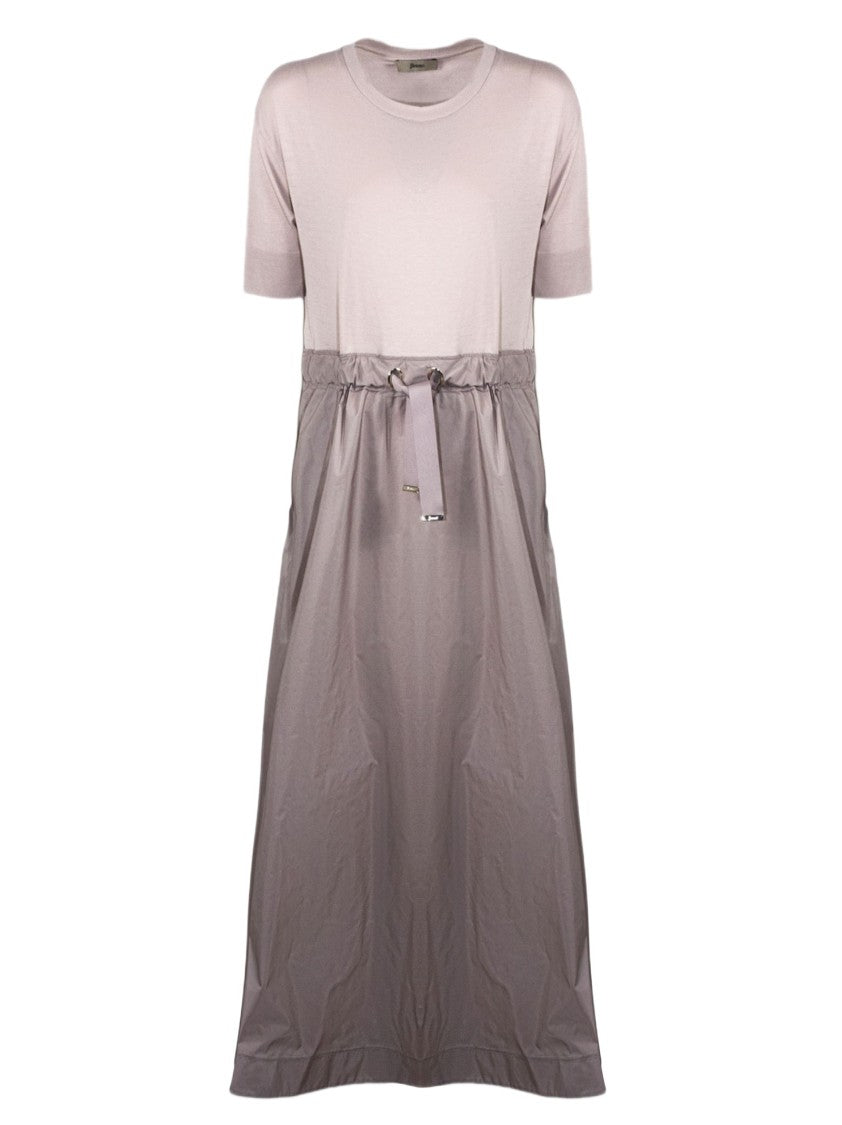 Herno Soft Jersey Dress With Iridescent Taffeta Skirt