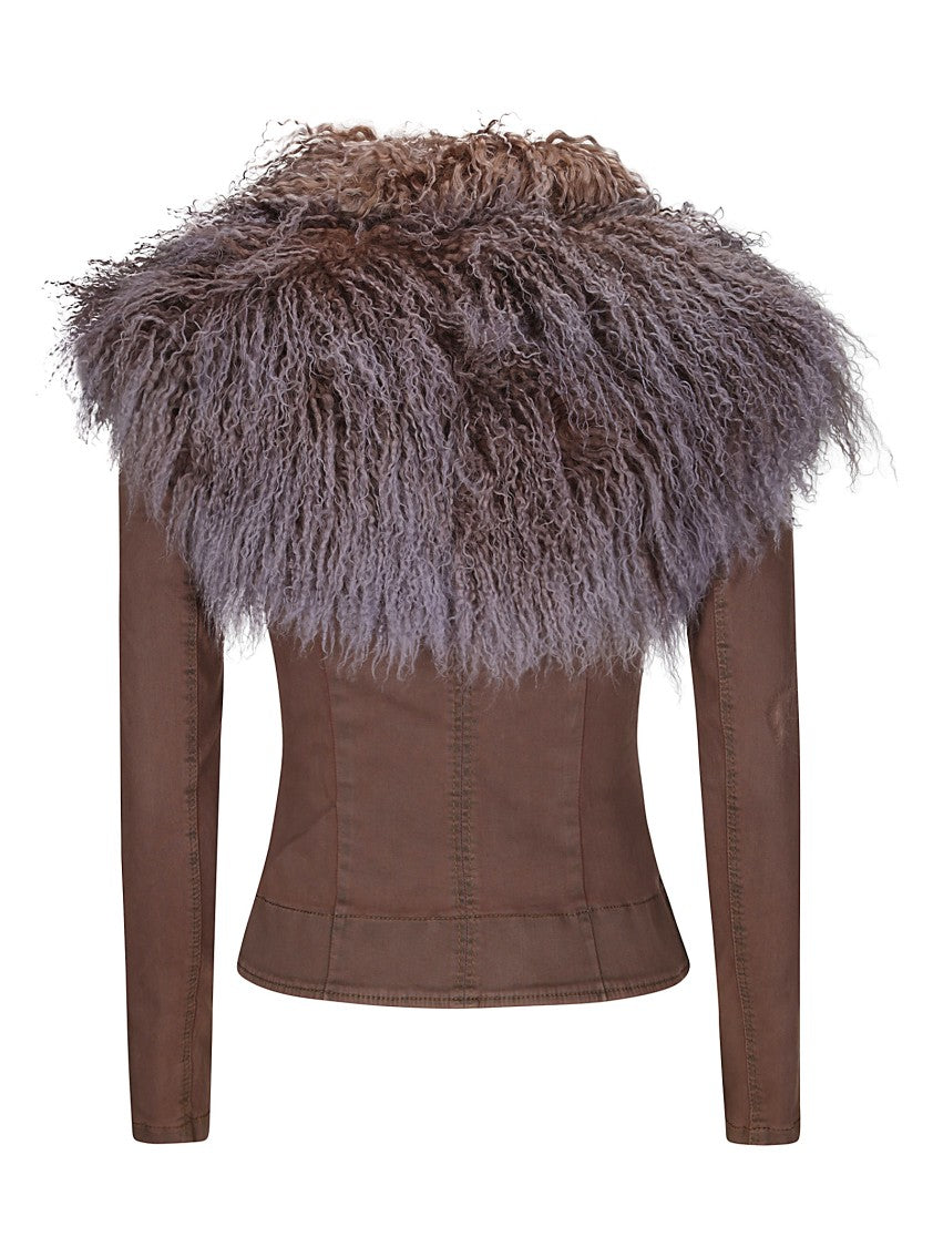 Knwls Cotton Zip Jacket With Fur Collar