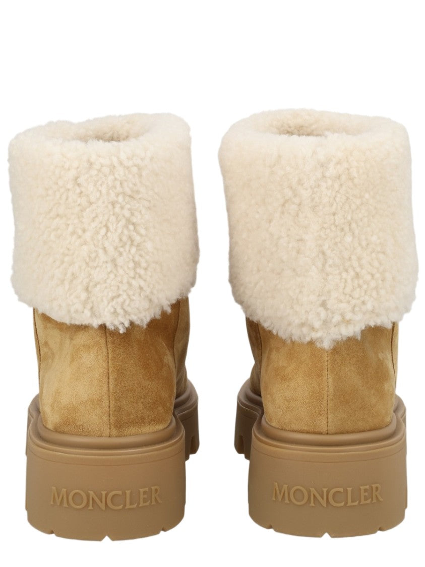 Moncler Beige Suede Shearling Boots