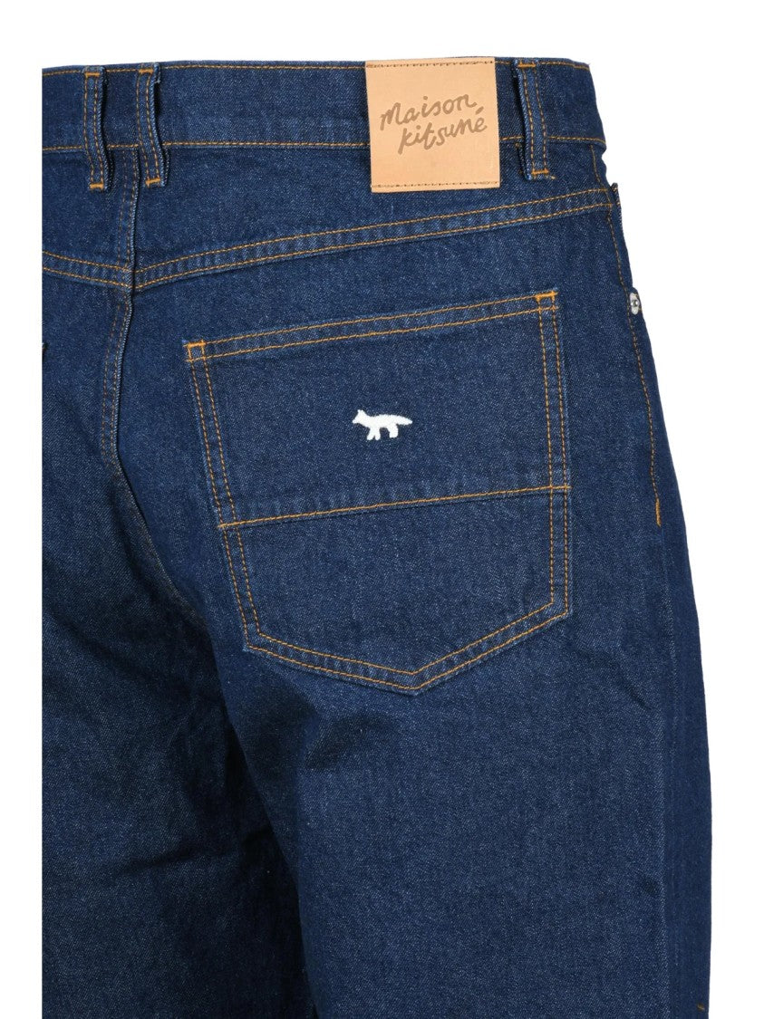 Maison Kitsuné Blue Cotton Straight-Leg Jeans