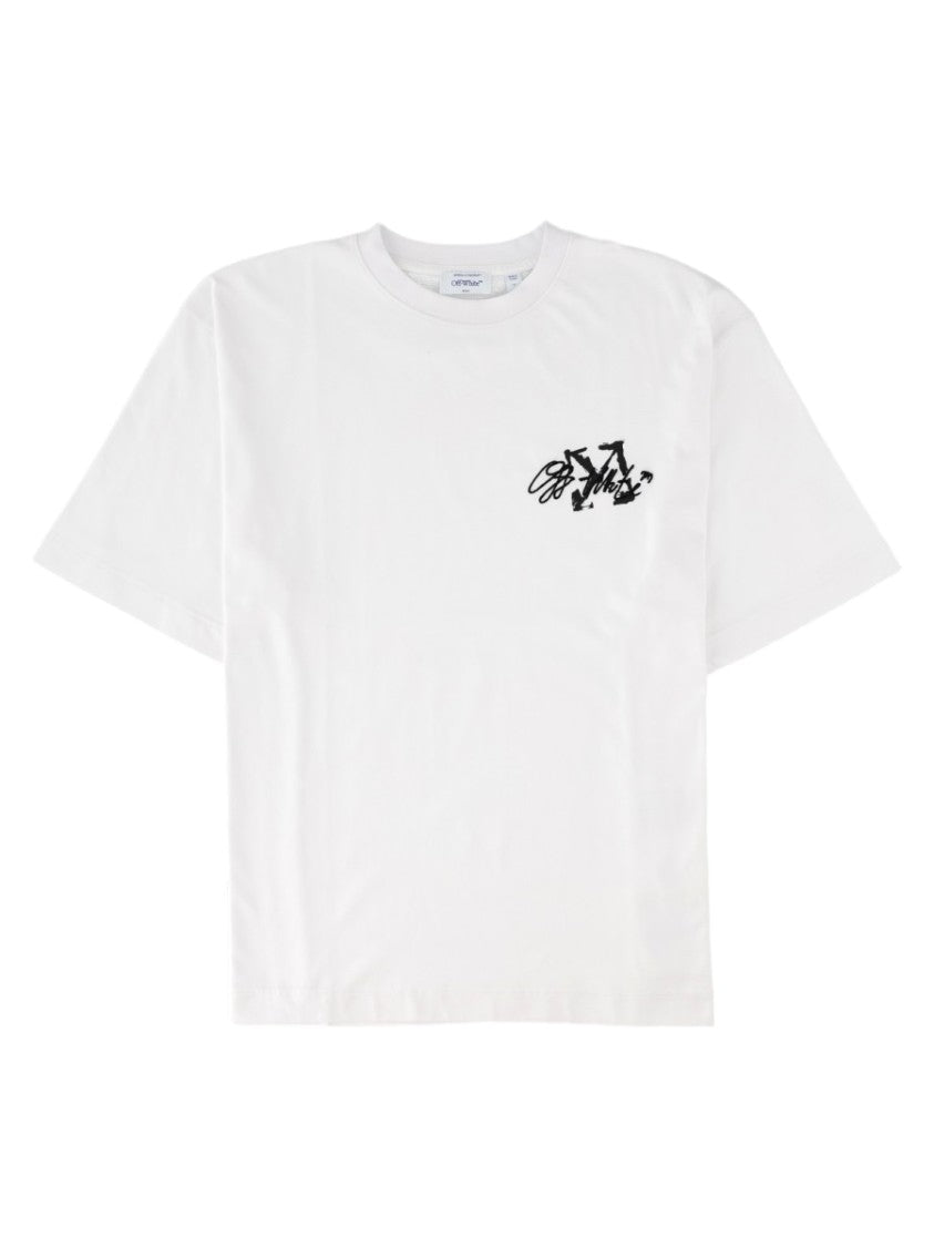 Off-White White Short-Sleeve Graphic Printed Cotton T-Shirt