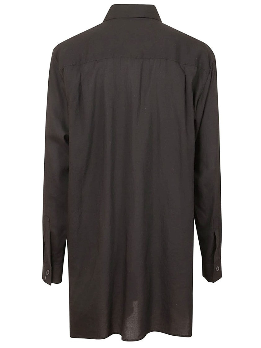 Yohji Yamamoto Hem Black Shirt With Classic Collar