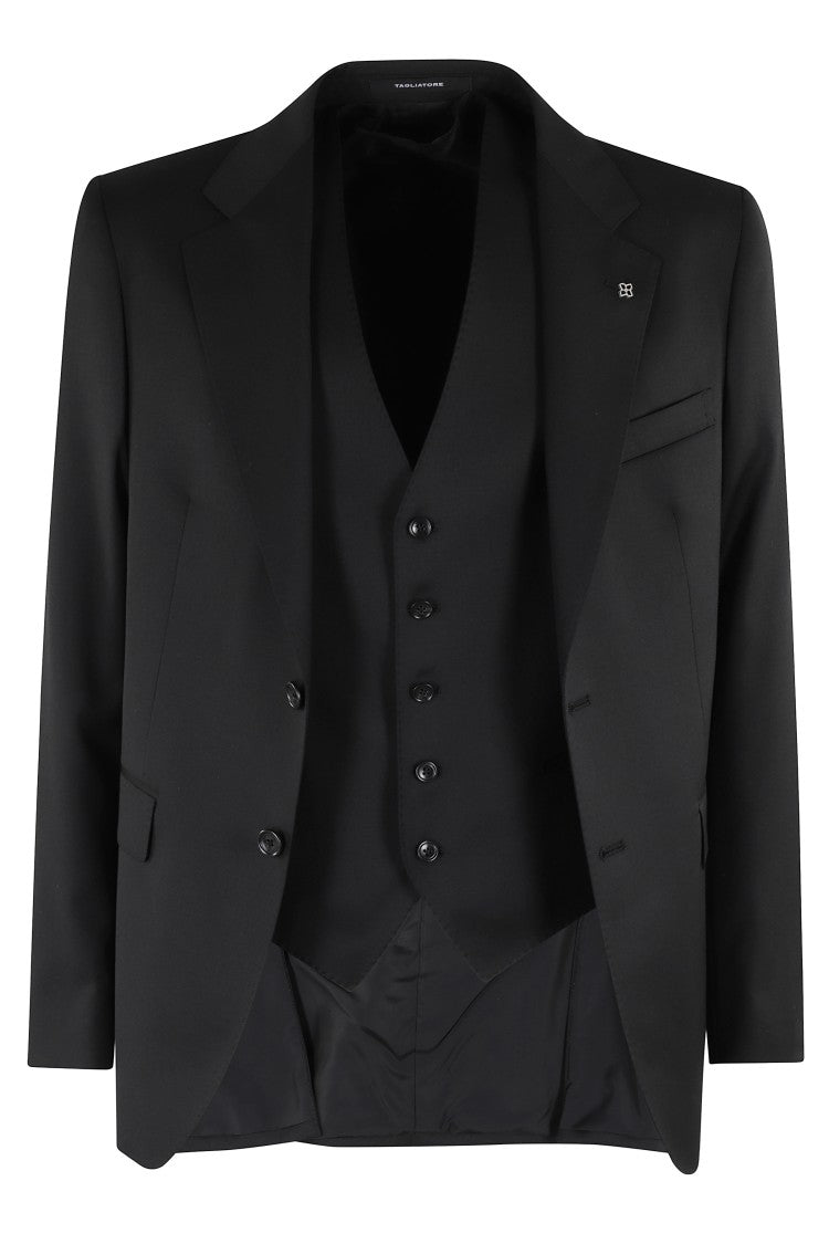 Tagliatore Napoli Suit With Classic Vest In Black 110S Virgin Wool