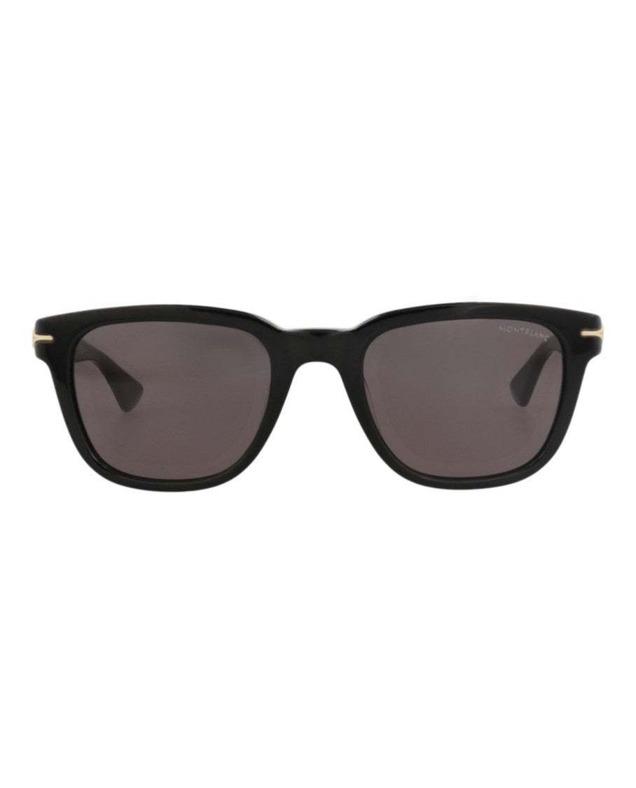 Montblanc Square-Frame Recycled Acetate Sunglasses With Distinctive Gold Accents