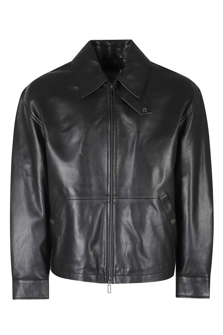 Paolo Pecora Black Slim Fit Suede Biker Jacket