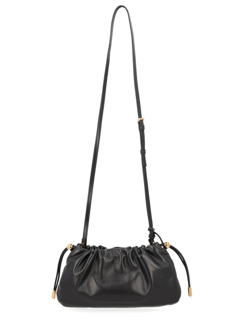 Versace Neutrals Versace Tag Ruched Lamb Leather Mini Bag