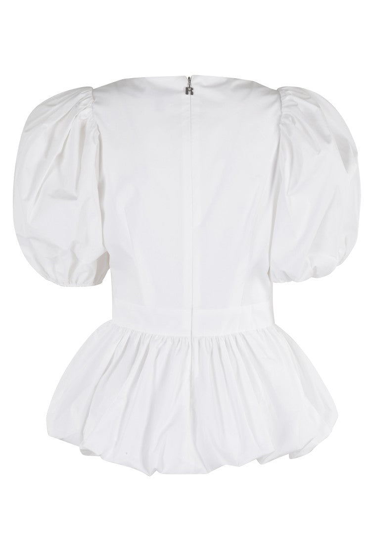 Rotate Bubble Top With Puff Sleeves And V-Neck Detail
