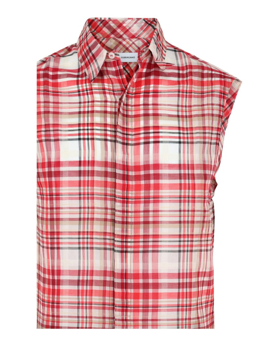 Ferragamo Plaid Print Sleeveless Shirt